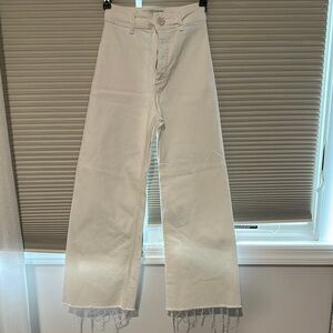 Zara Cream Flare Wide-Leg Jeans